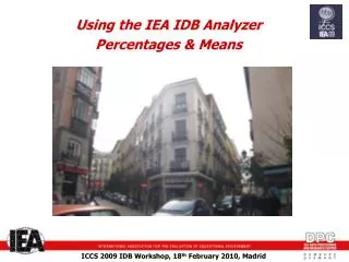 Using the IEA IDB Analyzer Percentages &amp; Means