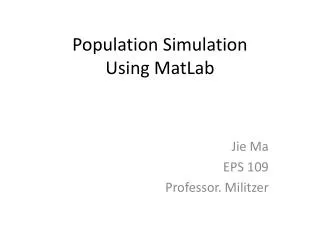 Population Simulation Using MatLab
