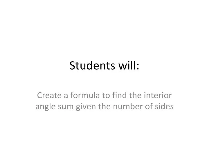 students will