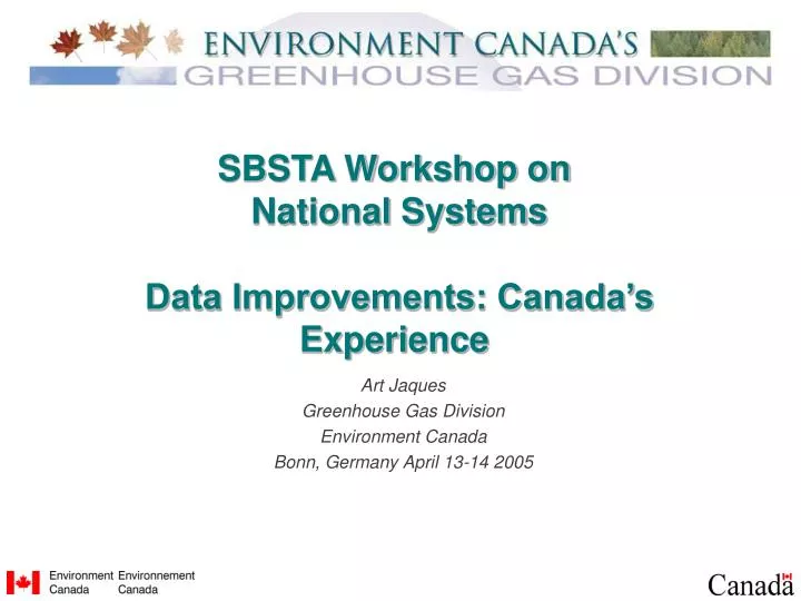 sbsta workshop on national systems data improvements canada s experience