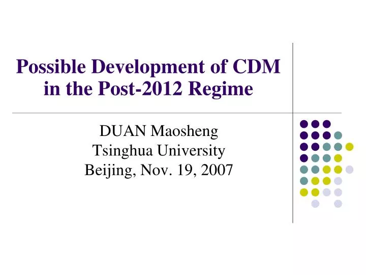 possible development of cdm in the post 2012 regime