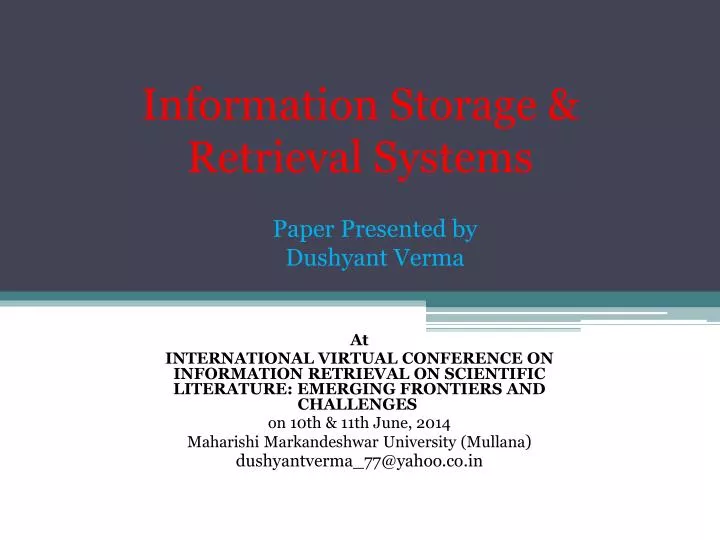 information storage retrieval systems