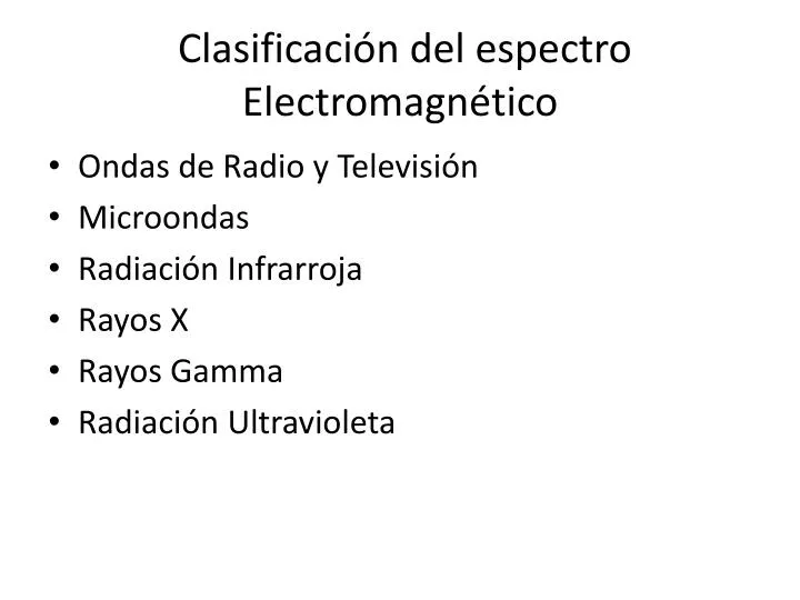 clasificaci n del espectro electromagn tico