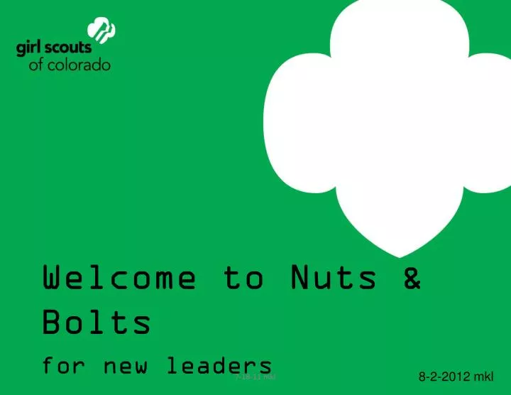 welcome to nuts bolts for new leaders