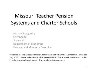 Missouri Teacher Pension Systems and Charter Schools