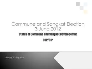 Status of Commune and Sangkat Developemnt CDP/CIP