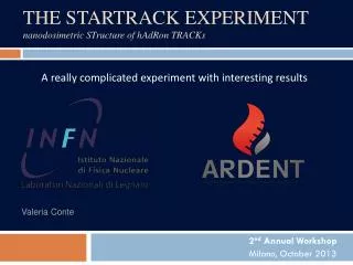 THE STARTRACK EXPERIMENT nanodosimetric ST ructure of h A d R on TRACK s