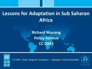 Lessons for Adaptation in Sub Saharan Africa