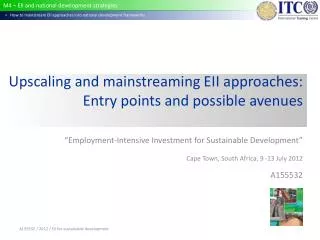 Upscaling and mainstreaming EII approaches : Entry points and possible avenues