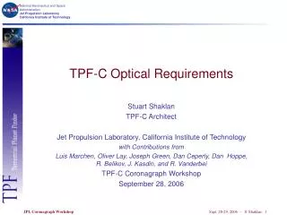TPF-C Optical Requirements
