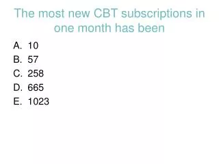 The most new CBT subscriptions in one month has been