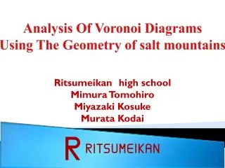 A nalysis O f Voronoi Diagrams U sing T he Geometry of salt mountains