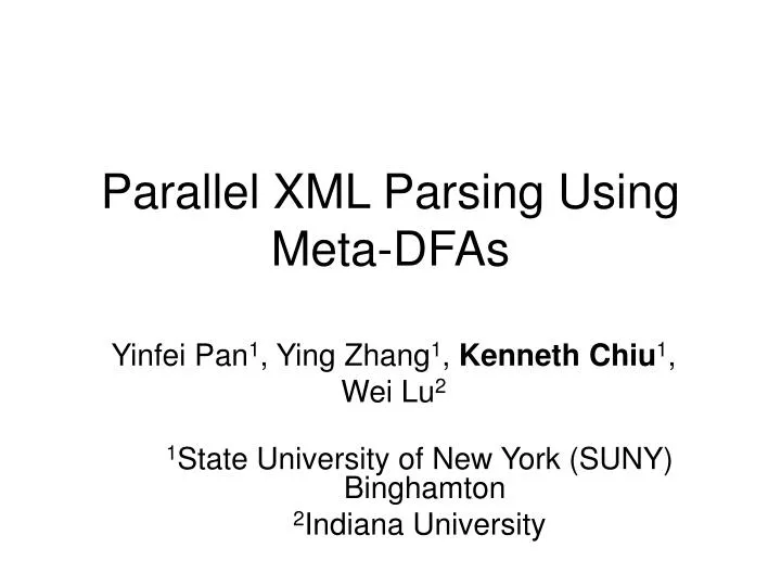 parallel xml parsing using meta dfas