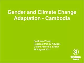 Gender and Climate Change Adaptation - Cambodia