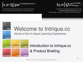 Welcome to Intrique Home of the In.trique Learning Experience