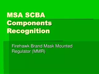 MSA SCBA Components Recognition