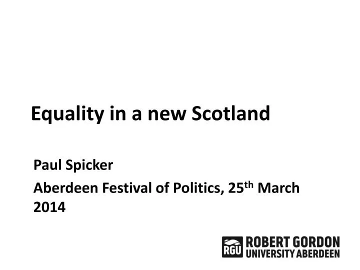 equality in a new scotland