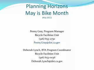 Planning Horizons May is Bike Month (May 2012)
