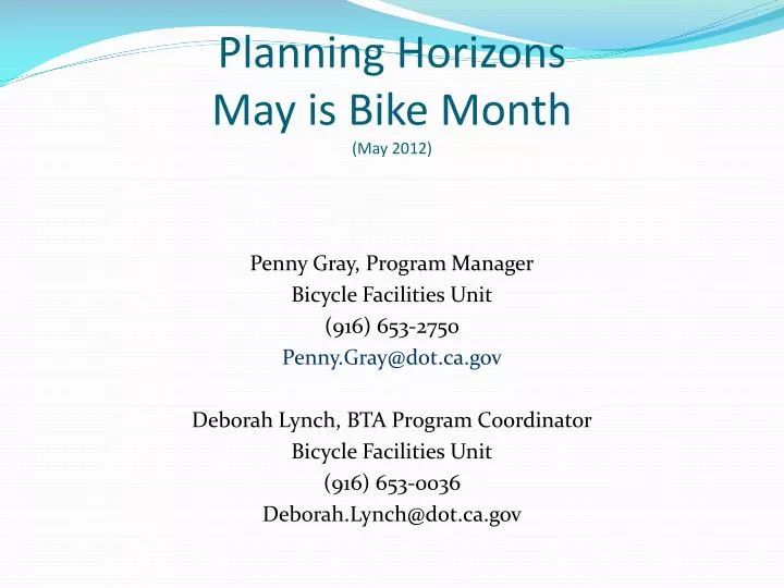 planning horizons may is bike month may 2012