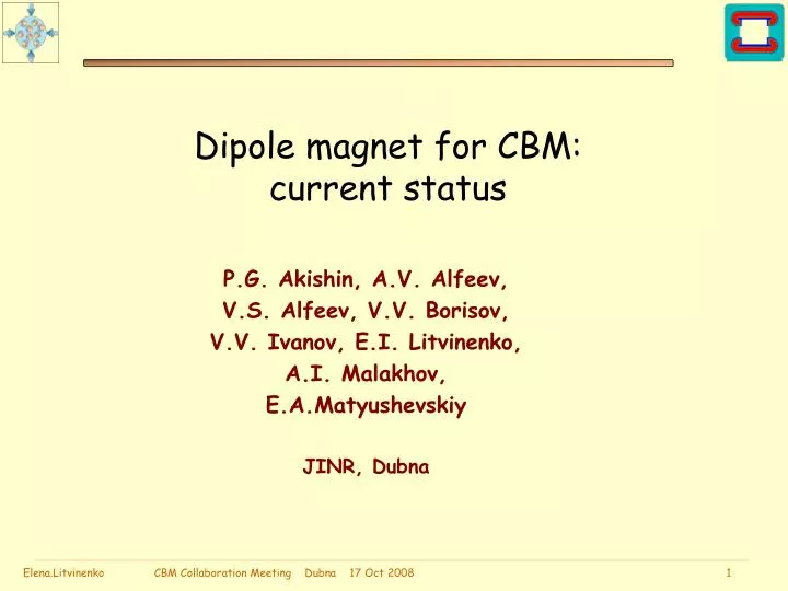 dipole magnet for cbm current status