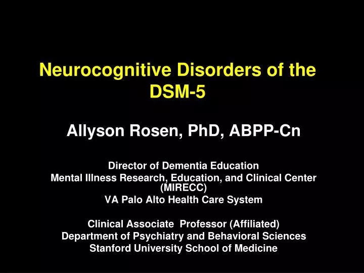neurocognitive disorders of the dsm 5