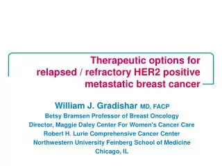 Therapeutic options for relapsed / refractory HER2 positive metastatic breast cancer