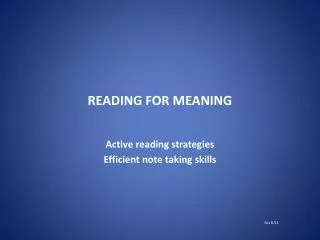 READING FOR MEANING