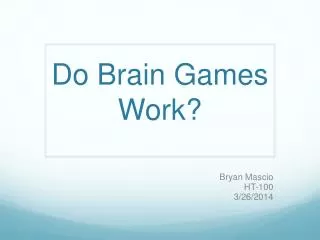 Do Brain Games Work?
