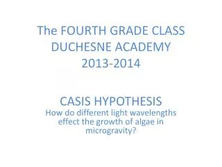 The FOURTH GRADE CLASS DUCHESNE ACADEMY 2013-2014
