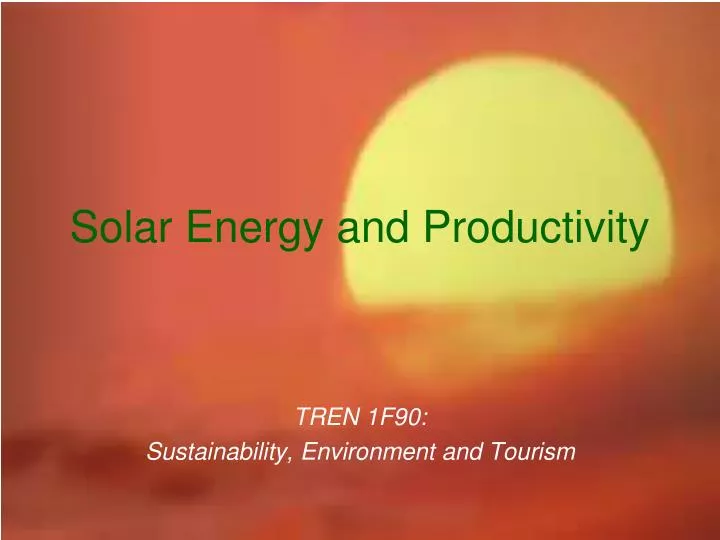 solar energy and productivity