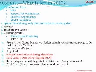 cosc 6335 what is left in 2013