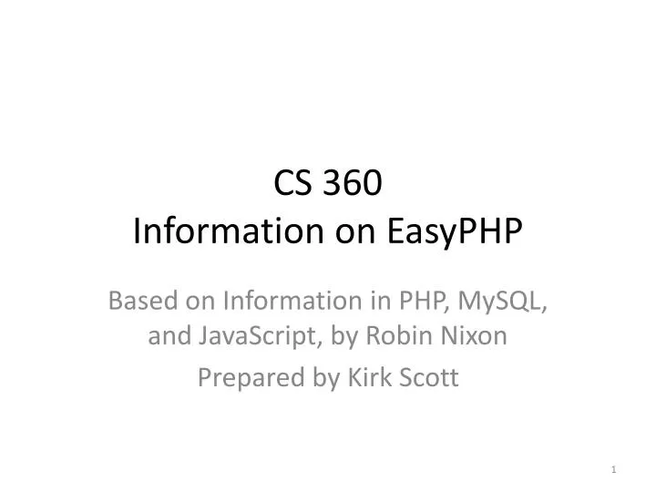 cs 360 information on easyphp