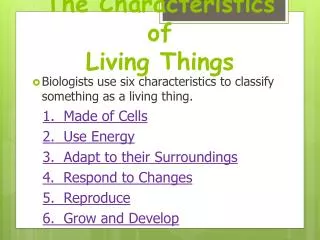 the characteristics of living things