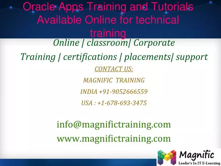 oracle apps training and tutorials available online for technical training