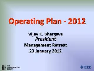 Operating Plan - 2012
