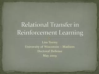 Relational Transfer in Reinforcement Learning