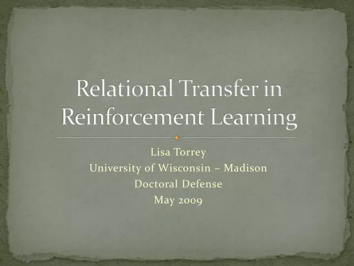 relational transfer in reinforcement learning
