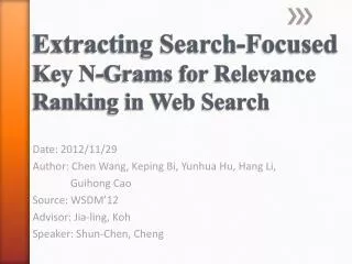 Extracting Search-Focused Key N-Grams for Relevance Ranking in Web Search