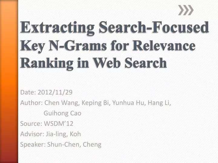 extracting search focused key n grams for relevance ranking in web search
