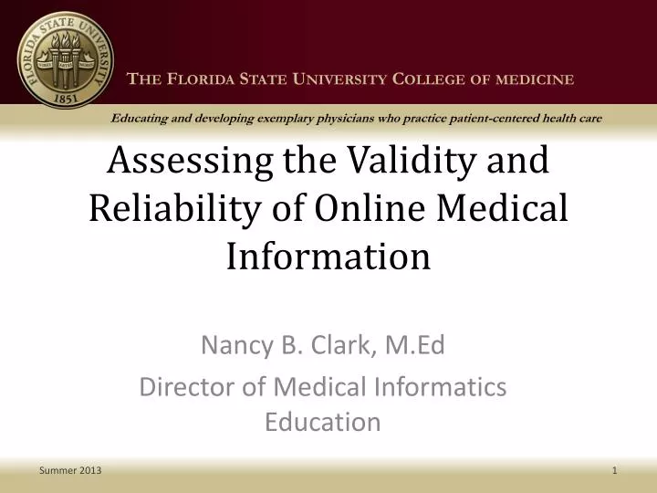 assessing the validity and reliability of online medical information