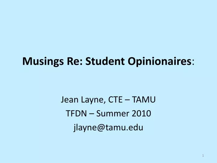 musings re student opinionaires