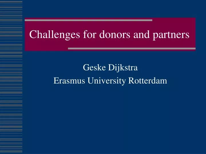 challenges for donors and partners