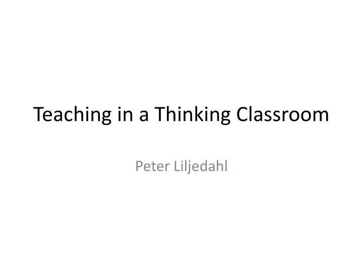 teaching in a thinking classroom