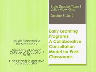Early Learning Programs: A Collaborative Consultation Model for PreK Classrooms