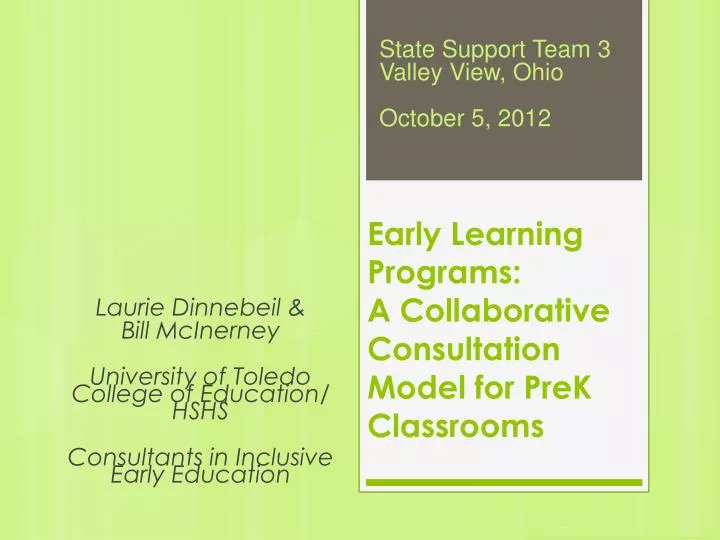 early learning programs a collaborative consultation model for prek classrooms
