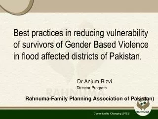 Rahnuma-Family Planning Association of Pakistan)