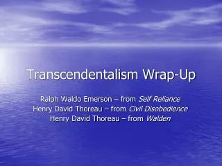 Transcendentalism Wrap-Up