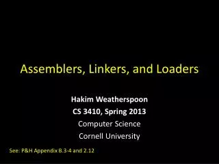 Assemblers, Linkers, and Loaders