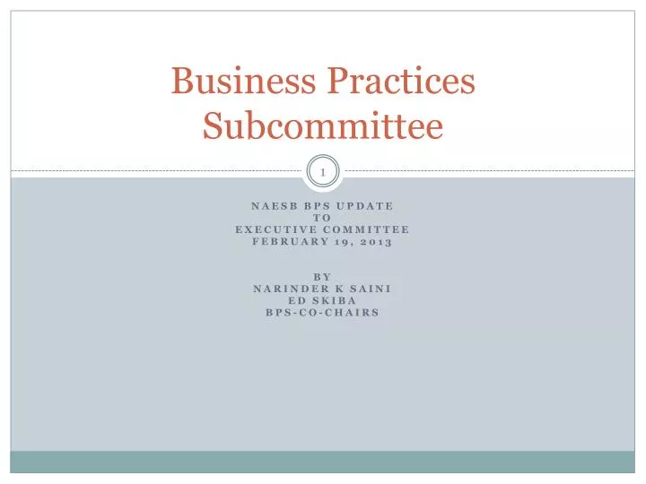 business practices subcommittee