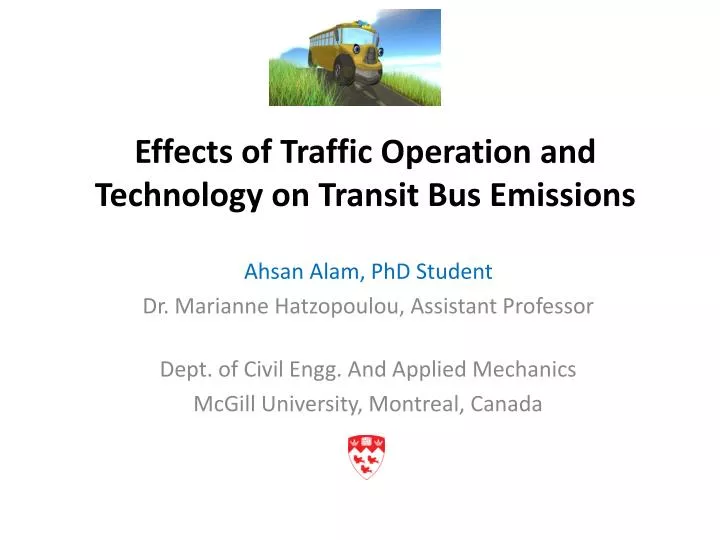 effects of traffic operation and technology on transit bus emissions